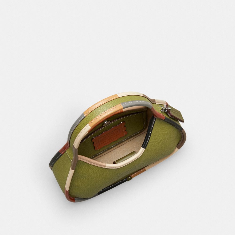 COACH®,Ergo Bag In Coachtopia Leather With Colorful Binding,Leather,Shoulder Bag,Plastic,Logo,Piping,Casual,Olive,Inside View,Top View