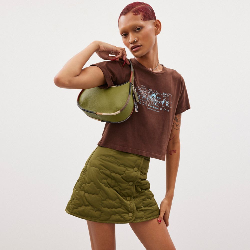 COACH®,Ergo Bag In Coachtopia Leather With Colorful Binding,Leather,Shoulder Bag,Plastic,Logo,Piping,Casual,Olive,Detail View