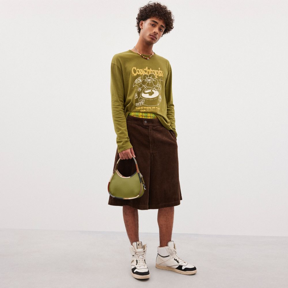 COACH®,Ergo Bag In Coachtopia Leather With Colorful Binding,Leather,Shoulder Bag,Plastic,Logo,Piping,Casual,Olive,Detail View