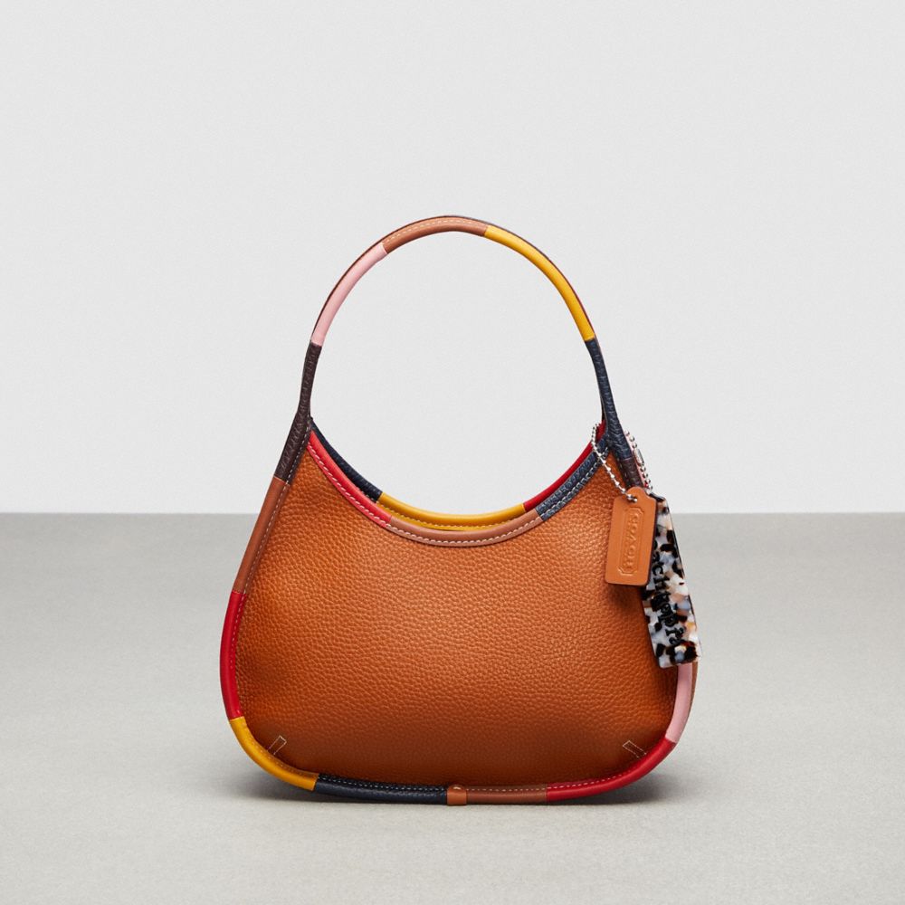 COACH®,Ergo Bag With Colorful Binding In Upcrafted Leather,Coachtopia Leather,Small,Burnished Amber Multicolor,Front View