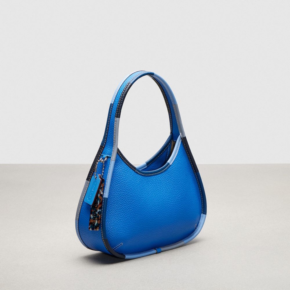 COACH®,Ergo Bag In Coachtopia Leather With Colorful Binding,Leather,Acrylic,Shoulder Bag,Plastic,Piping,Embossed,Logo,Day ...,Blue,Angle View
