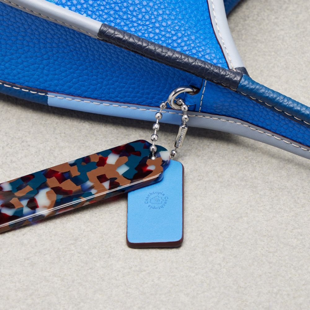 COACH®,Ergo Bag In Coachtopia Leather With Colorful Binding,Leather,Acrylic,Shoulder Bag,Plastic,Piping,Embossed,Logo,Day ...,Blue