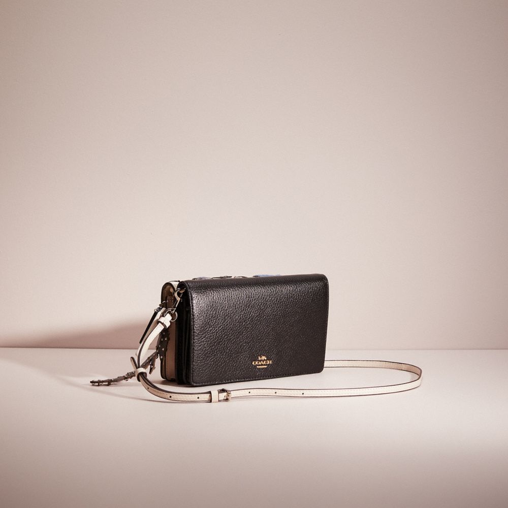 HAYDEN FOLDOVER CROSSBODY CLUTCH WITH TOSSED DAISY  Leather crossbody bag,  Brown leather crossbody bag, Black leather crossbody bag