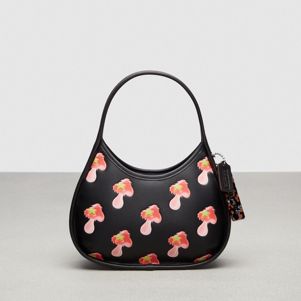COACH®,Ergo Bag in Coachtopia Leather with Mushroom Print,Coachtopia Leather,Small,Black,Front View image number 0