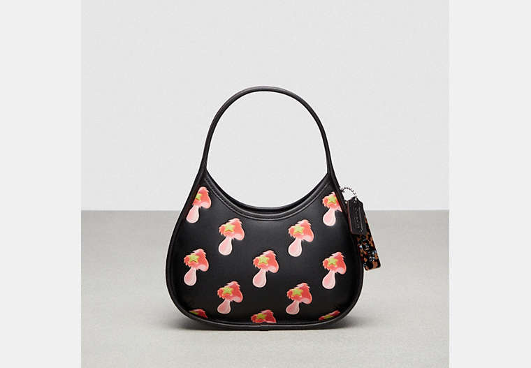 COACH®,Ergo Bag in Coachtopia Leather with Mushroom Print,Coachtopia Leather,Small,Black,Front View