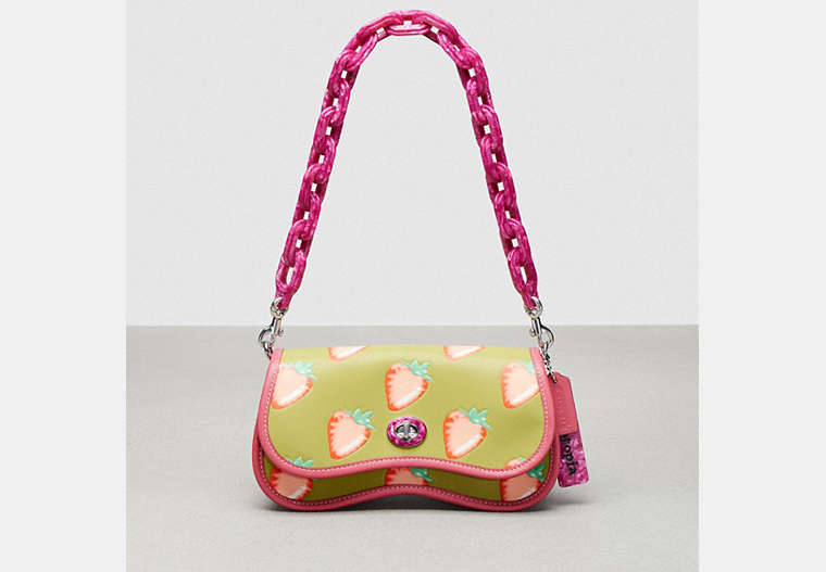 Coach Outlet Wavy Dinky In Coachtopia Leather With Strawberry Print In Green