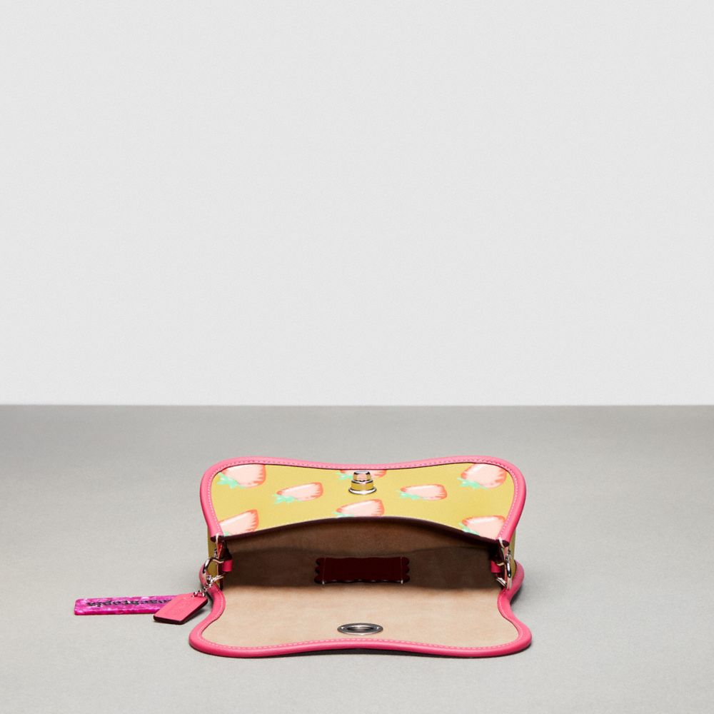 COACH®,Wavy Dinky Bag In Coachtopia Leather With Strawberry Print,,Inside View,Top View