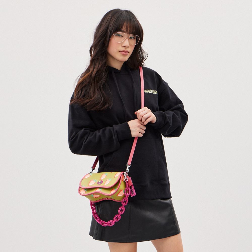 COACH®,Wavy Dinky Bag In Coachtopia Leather With Strawberry Print,,Detail View