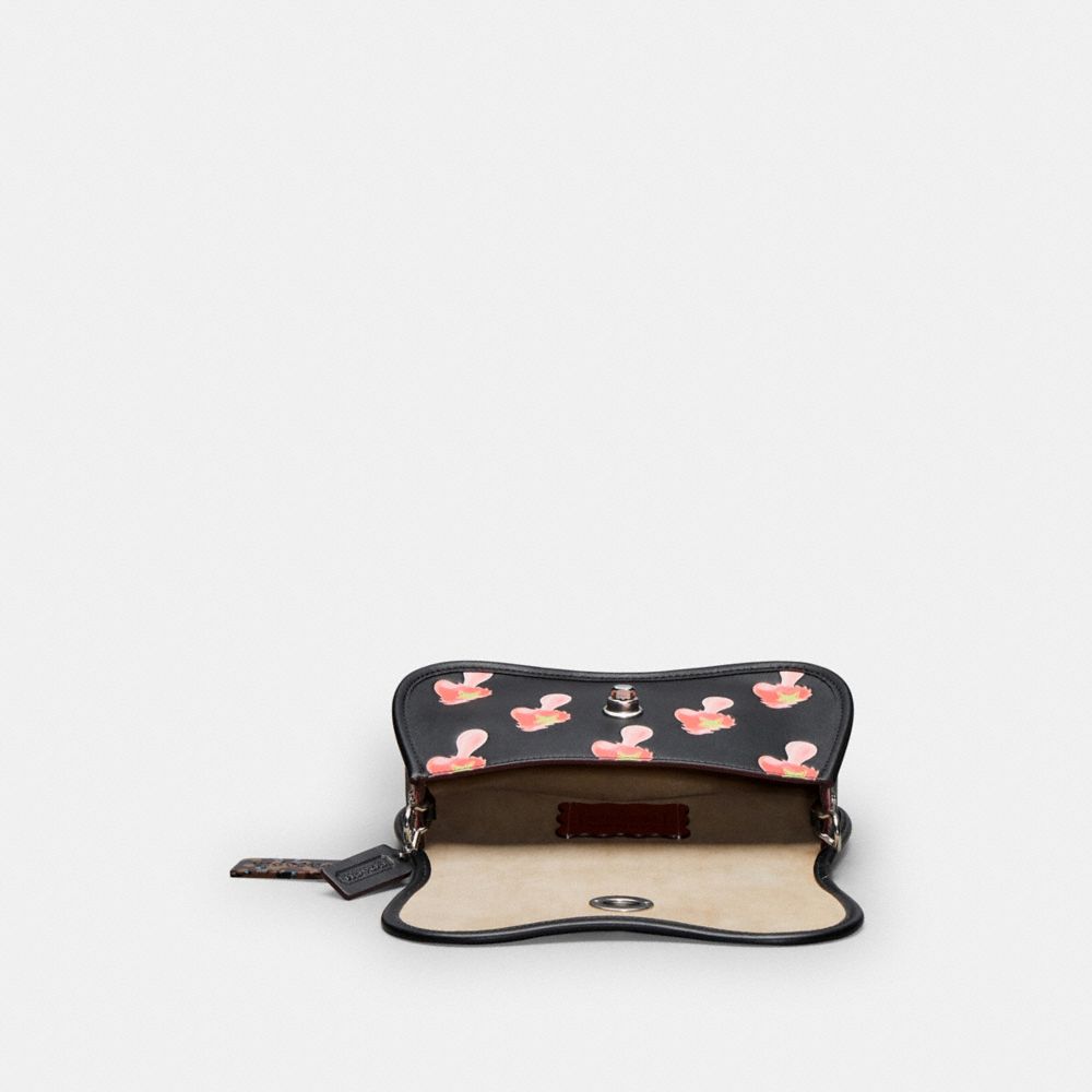 COACH®,Wavy Dinky Bag In Coachtopia Leather With Mushroom Print,Recycled Polyester,Leather,Shoulder Bag,Logo,Embossed,Patt...,Black,Inside View,Top View