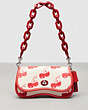 COACH®,Wavy Dinky Bag in Coachtopia Leather: Cherry Print,Coachtopia Leather,Small,Cloud Multi,Front View