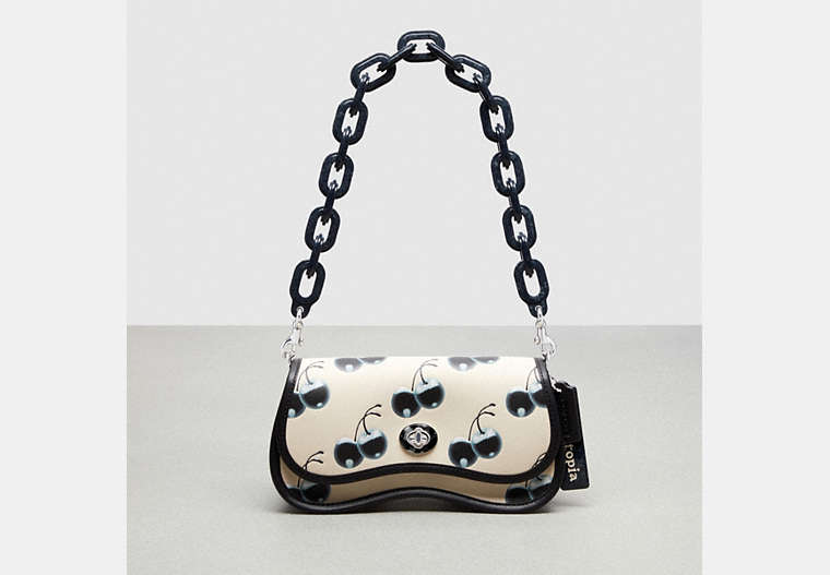 Coach Outlet Wavy Dinky Bag In Coachtopia Leather With Cherry Print In Black