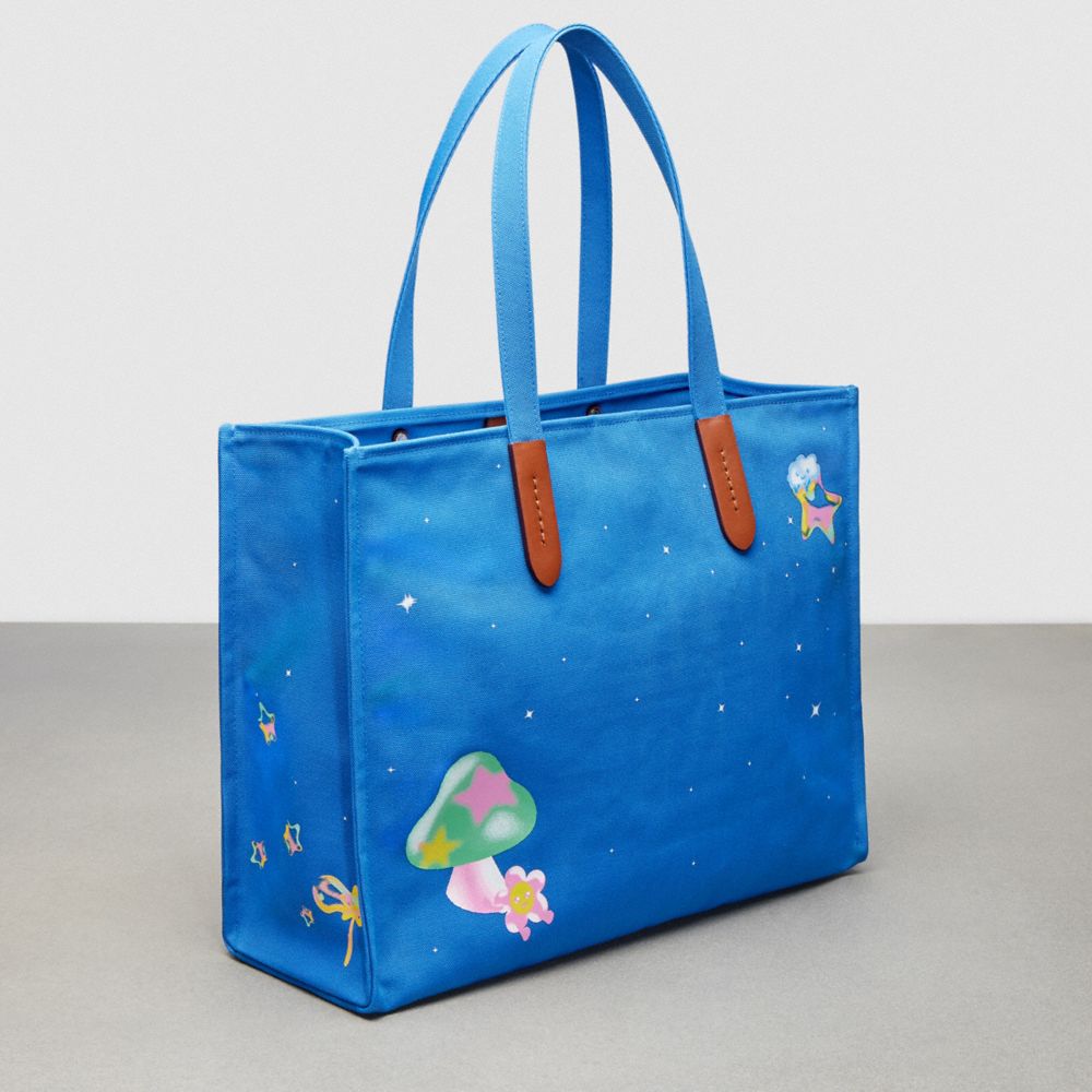 COACH®,Tote In Recycled Polyester With Let Us Take A Trip Print,,Angle View