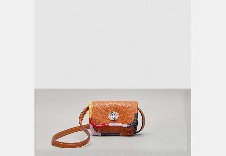 COACH®,Wavy Wallet in Upcrafted Leather with Colorful Binding,Coachtopia Leather,Mini,Burnished Amber Multicolor,Front View