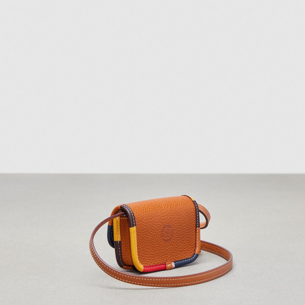 COACH®,Wavy Wallet In Coachtopia Leather With Colorful Binding,Leather,Acrylic,Crossbody,Plastic,Piping,Casual,Multi Color,Angle View