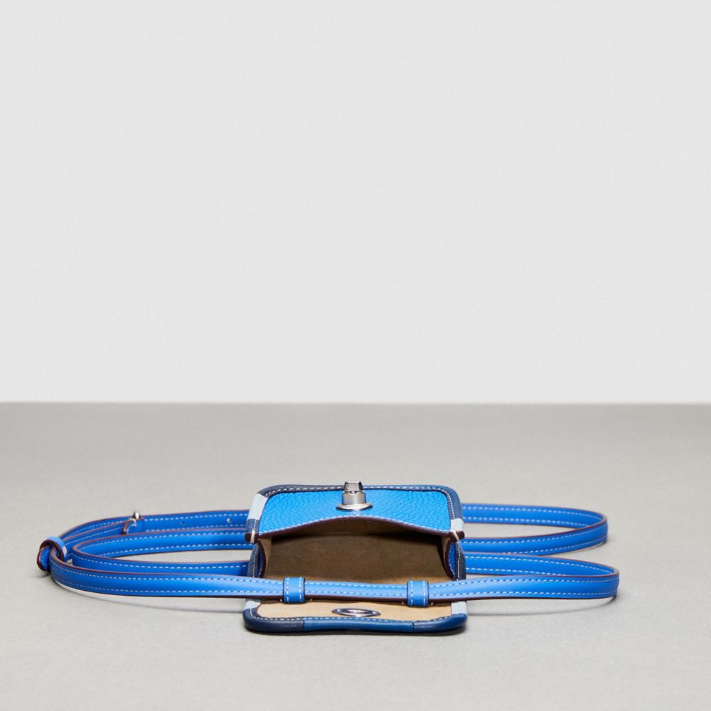 COACH®,Wavy Wallet In Coachtopia Leather With Colorful Binding,Leather,Acrylic,Crossbody,Plastic,Piping,Casual,Blue,Inside View,Top View