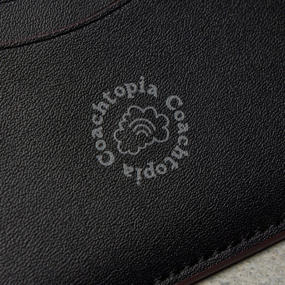 COACH®,Wavy Card Case In Coachtopia Leather With Mushroom Print,,Detail View