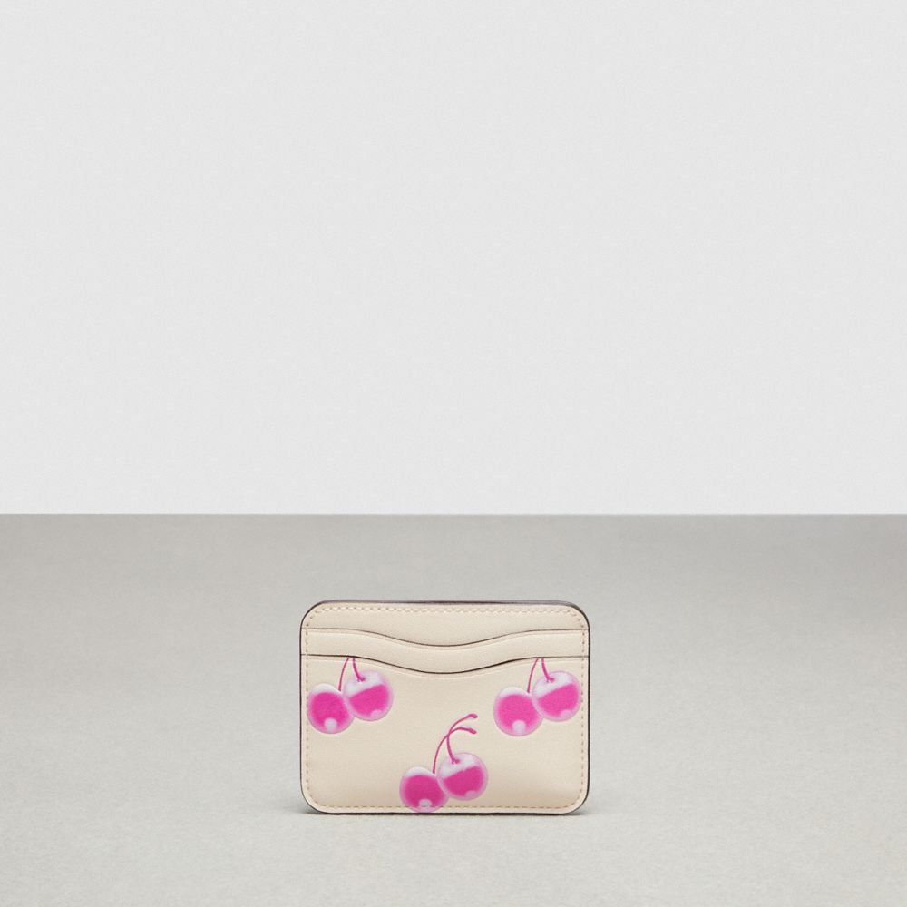 Wavy Card Case In Coachtopia Leather With Cherry Print | Coachtopia ™