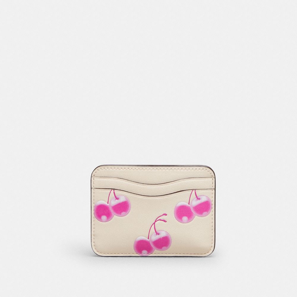 Wavy Card Case In Coachtopia Leather With Cherry Print | Coachtopia ™