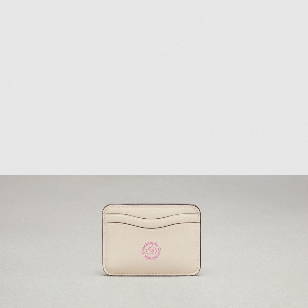 COACH®,Wavy Card Case In Coachtopia Leather With Cherry Print,Coachtopia Leather,Cherry Print,Pink/Cloud Multi,Back View