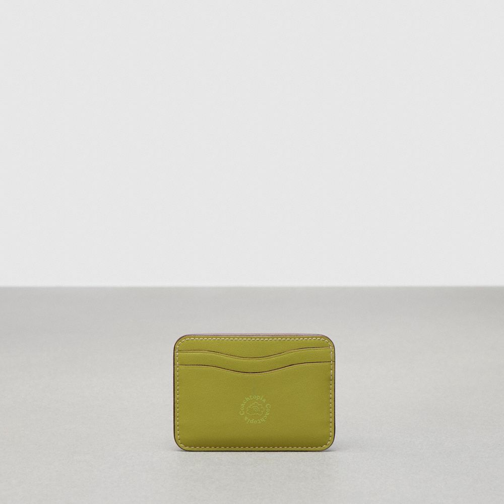 COACH®,Wavy Card Case In Coachtopia Leather With Strawberry Print,,Back View