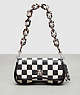 COACH®,Wavy Dinky Bag in Patchwork Checkerboard Upcrafted Leather,Upcrafted Leather™,Small,Checkerboard,Black/Chalk,Front View