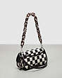 COACH®,Wavy Dinky Bag in Patchwork Checkerboard Upcrafted Leather,Upcrafted Leather™,Small,Checkerboard,Black/Chalk,Angle View