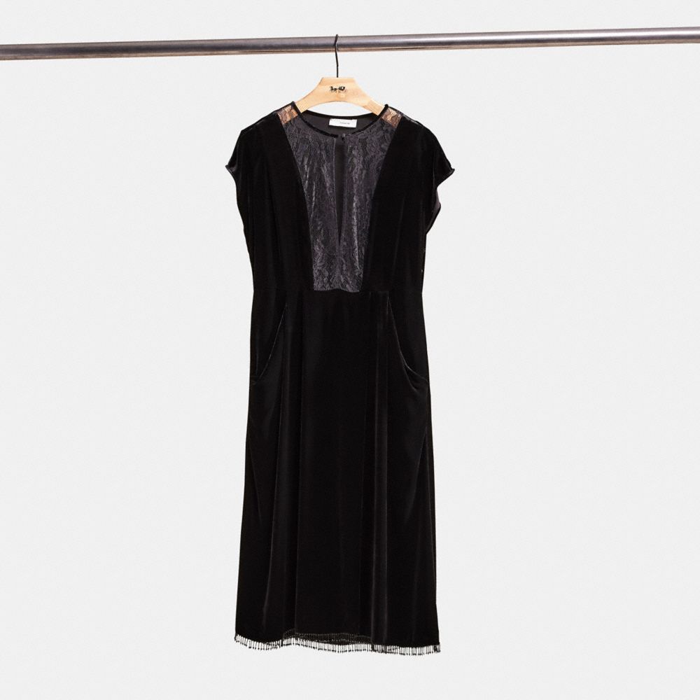 COACH®,RESTORED SHORT SLEEVE DRESS,Black,Front View