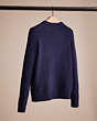 COACH®,RESTORED HOLIDAY INTARSIA SWEATER IN RECYCLED WOOL AND CASHMERE,Leather,Navy,Back View