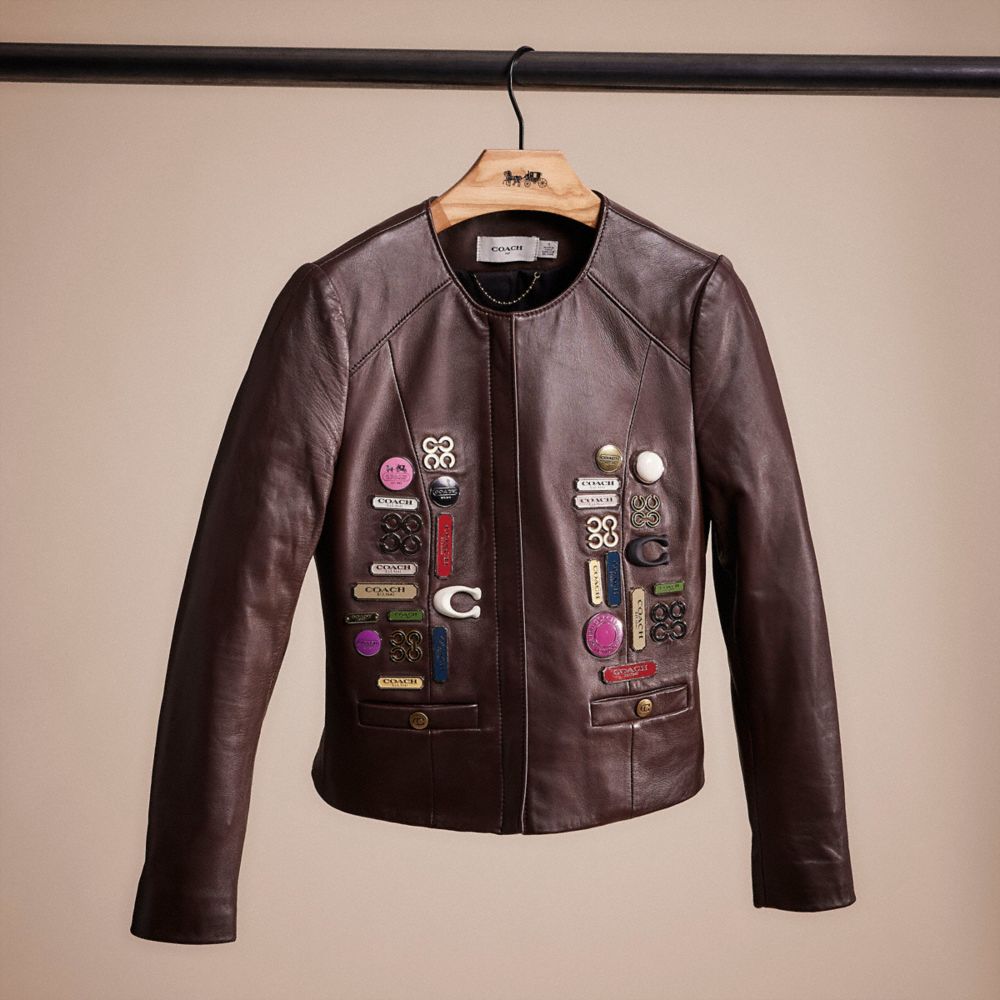 COACH®,UPCRAFTED TAILORED LEATHER JACKET,Glovetanned Leather,Walnut Brown,Front View