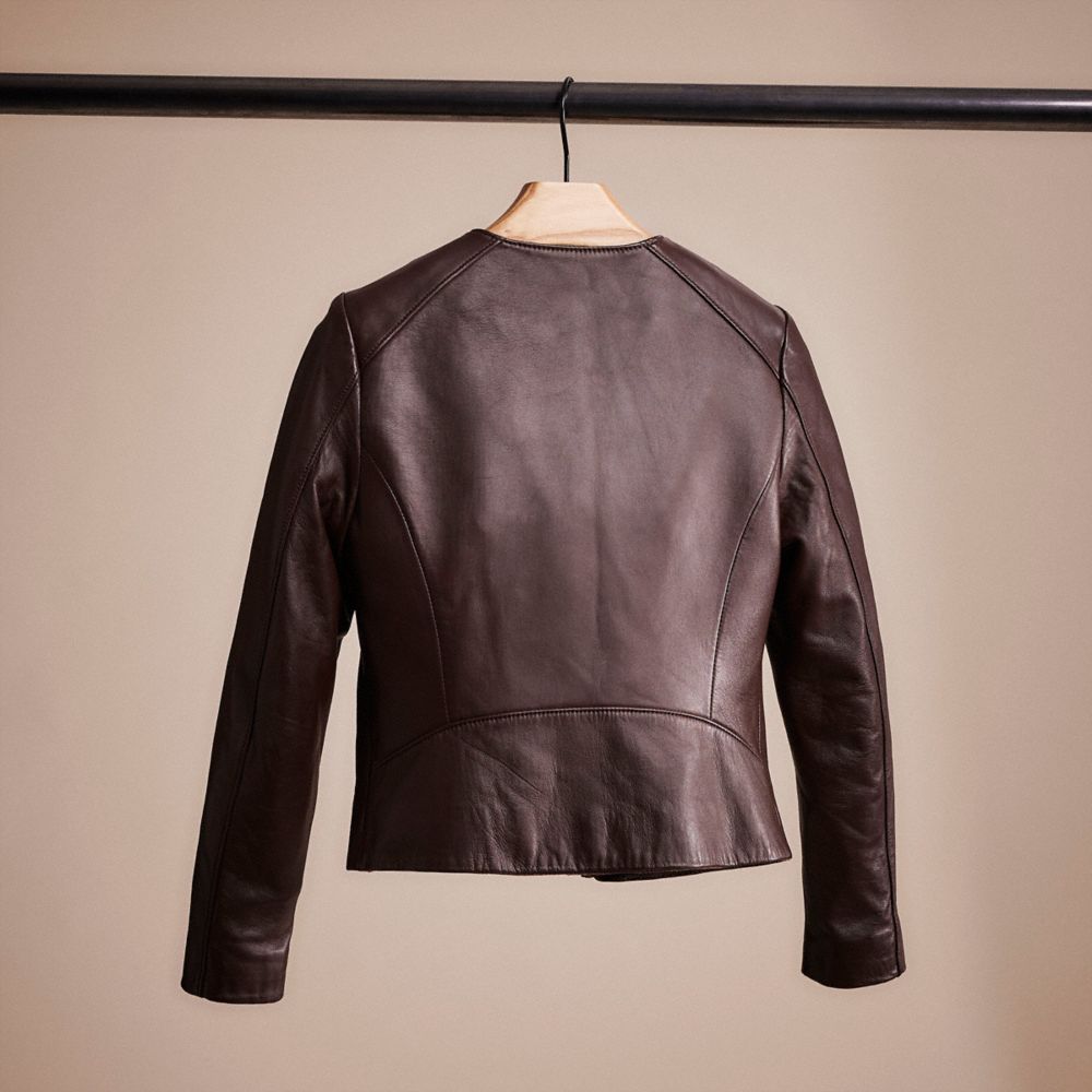 COACH®,UPCRAFTED TAILORED LEATHER JACKET,Glovetanned Leather,Walnut Brown,Back View