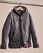 COACH®,UPCRAFTED REVERSIBLE SHEARLING HOODIE,Polished Pebble Leather,Dark Grey,Angle View