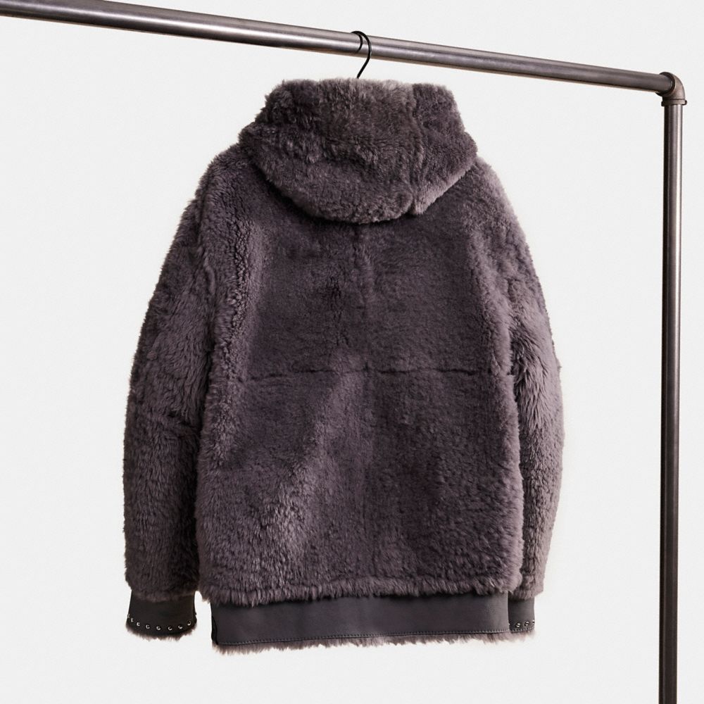 Coach long faux 2025 shearling mix hoodie