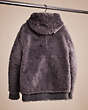 COACH®,UPCRAFTED REVERSIBLE SHEARLING HOODIE,Polished Pebble Leather,Dark Grey,Back View