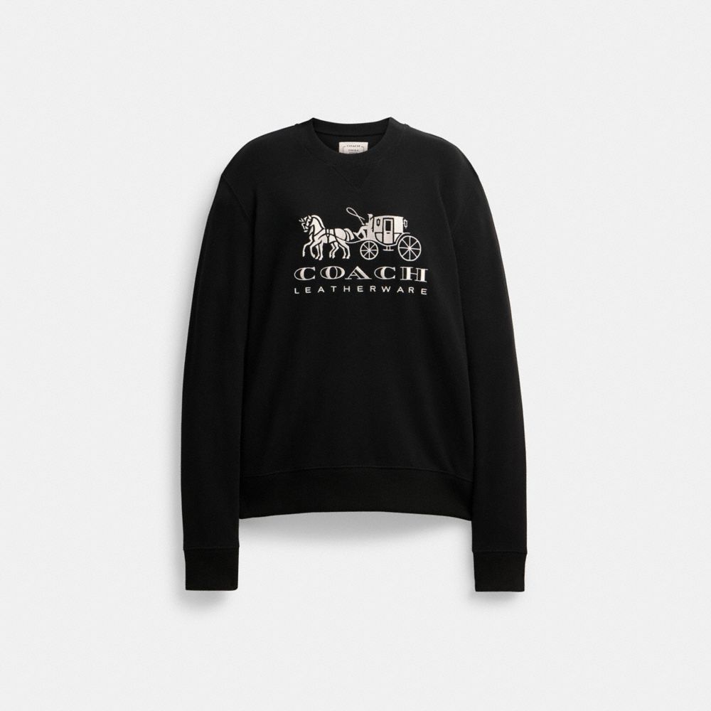 COACH®,HORSE AND CARRIAGE CREWNECK SWEATSHIRT,Black,Front View