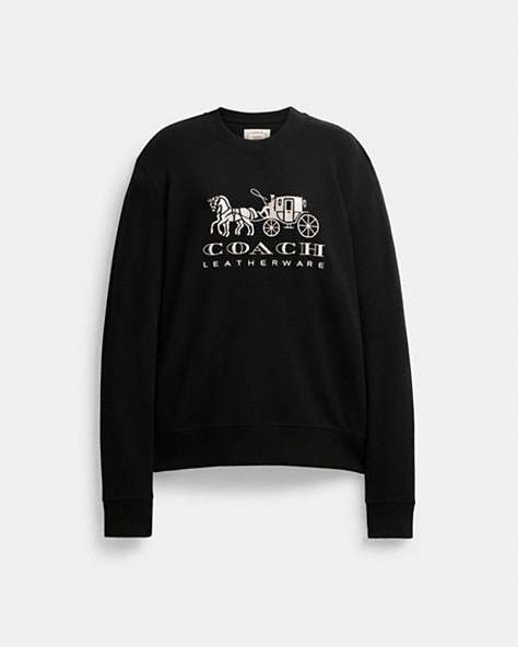 COACH®,HORSE AND CARRIAGE CREWNECK SWEATSHIRT,Black,Front View
