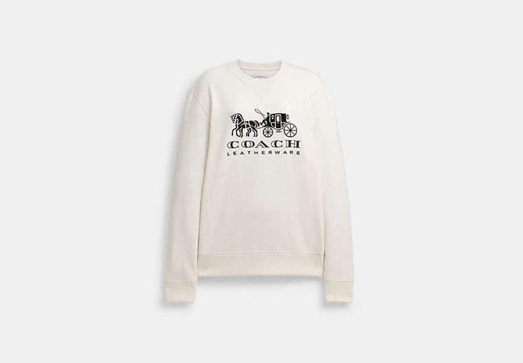 COACH®,HORSE AND CARRIAGE CREWNECK SWEATSHIRT,cotton,Chalk,Front View