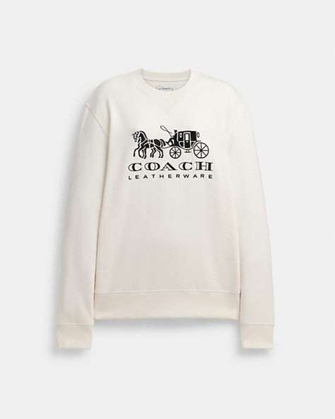 COACH®,HORSE AND CARRIAGE CREWNECK SWEATSHIRT,Chalk,Front View