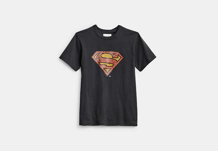 COACH®,COACH | DC SUPERMAN T-SHIRT,cotton,Washed Black,Front View