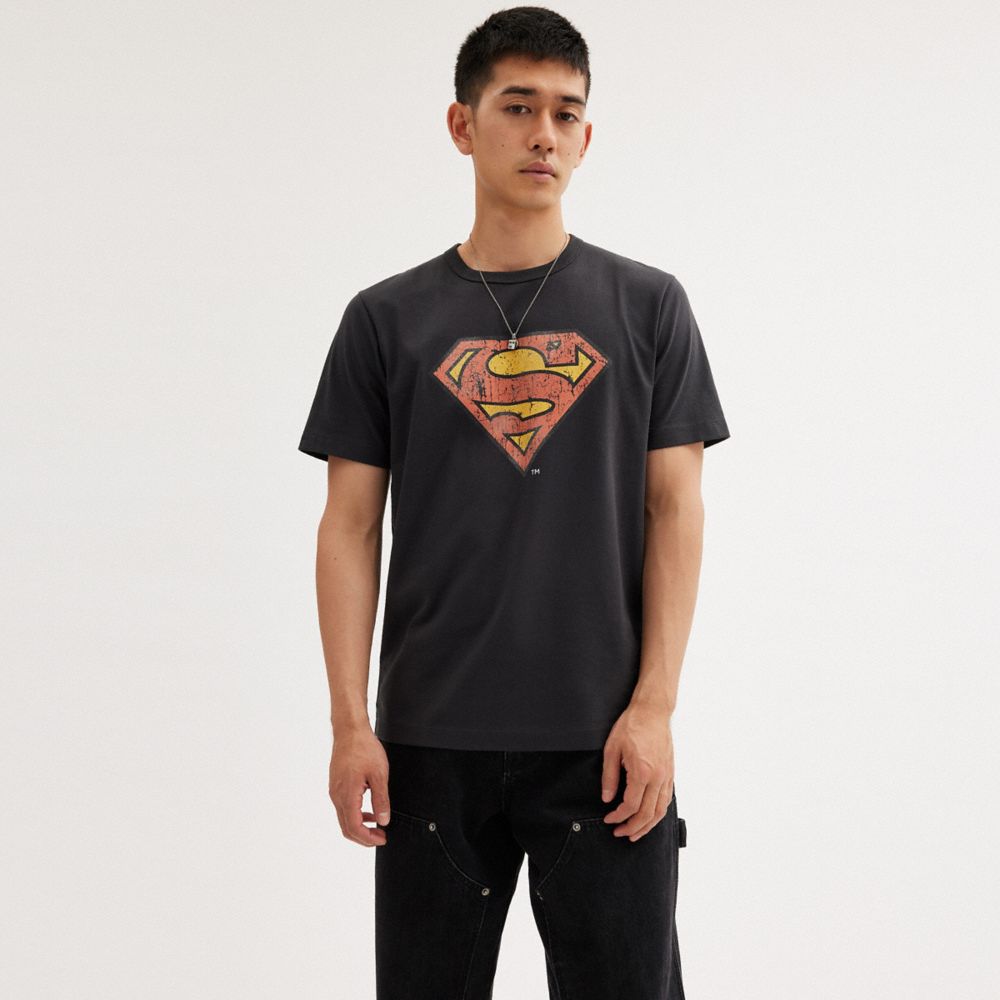COACH®,COACH | DC SUPERMAN T-SHIRT,Washed Black,Scale View
