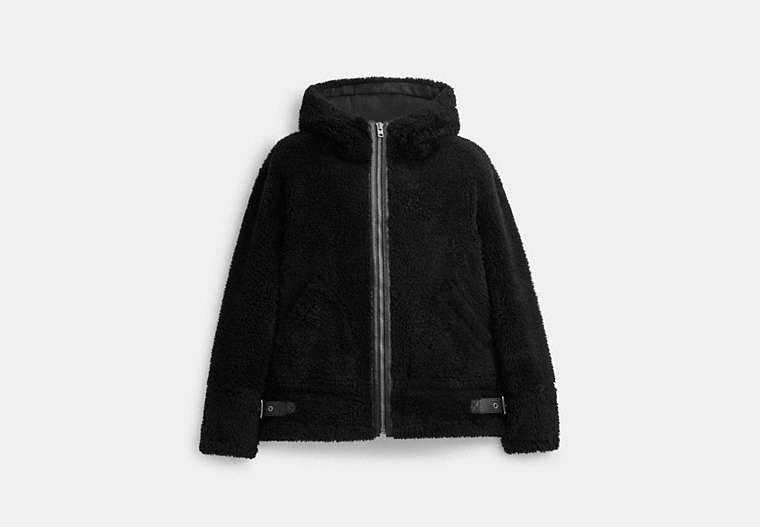 COACH®,REVERSIBLE SHEARLING JACKET,Black,Front View image number 0