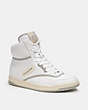 COACH®,C202 HIGH TOP SNEAKER,Leather,Optic White,Front View