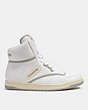 COACH®,C202 HIGH TOP SNEAKER,Leather,Optic White,Angle View