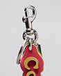 COACH®,Coachtopia Bag Charm in Coachtopia Leather,Coachtopia Leather,Strawberry Haze/Lime Green,Closer View