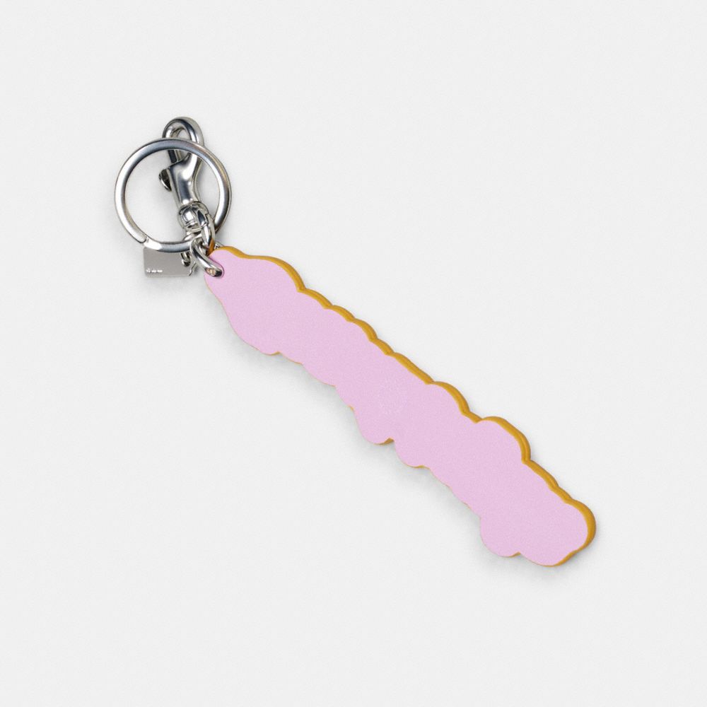 COACH®,Logo Bag Charm In Coachtopia Leather,Bag Accessories,Applique,Logo,Casual,Lavender,Back View