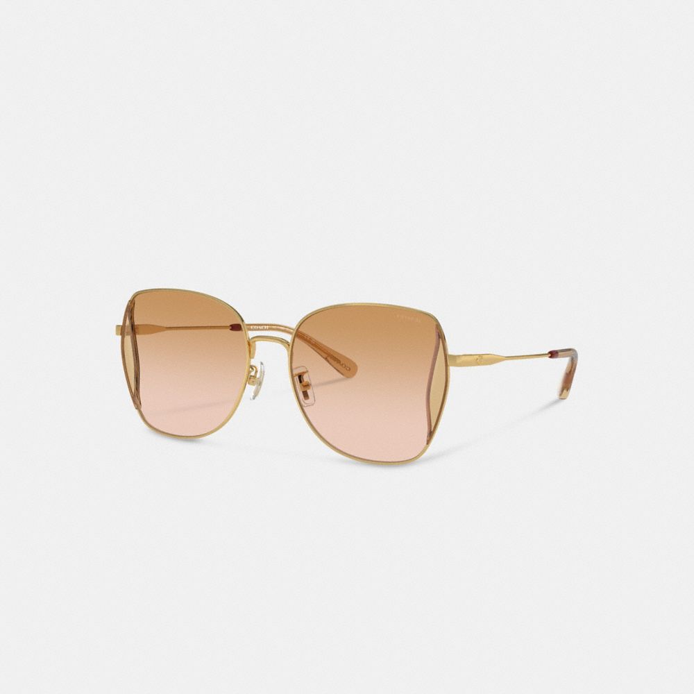 COACH®,OVERSIZED BUTTERFLY SUNGLASSES,Peach Blush Multi,Front View