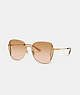 COACH®,OVERSIZED BUTTERFLY SUNGLASSES,Peach Blush Multi,Front View