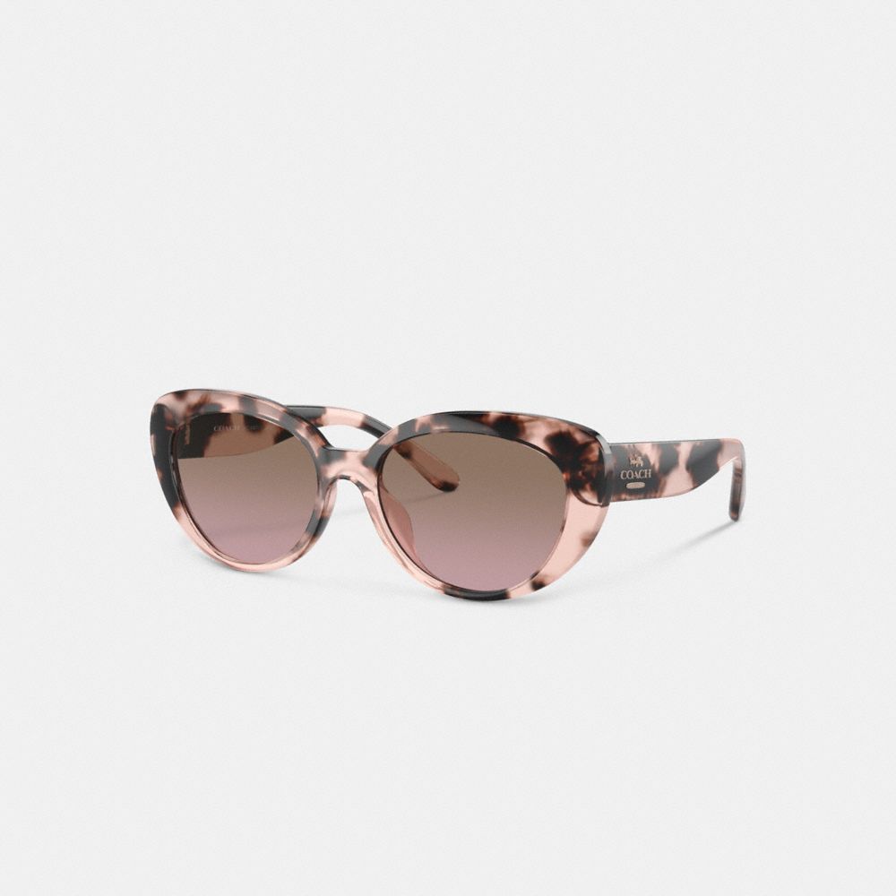 COACH®,LUNETTES DE SOLEIL ŒIL-DE-CHAT,Écaille de tortue rose,Front View