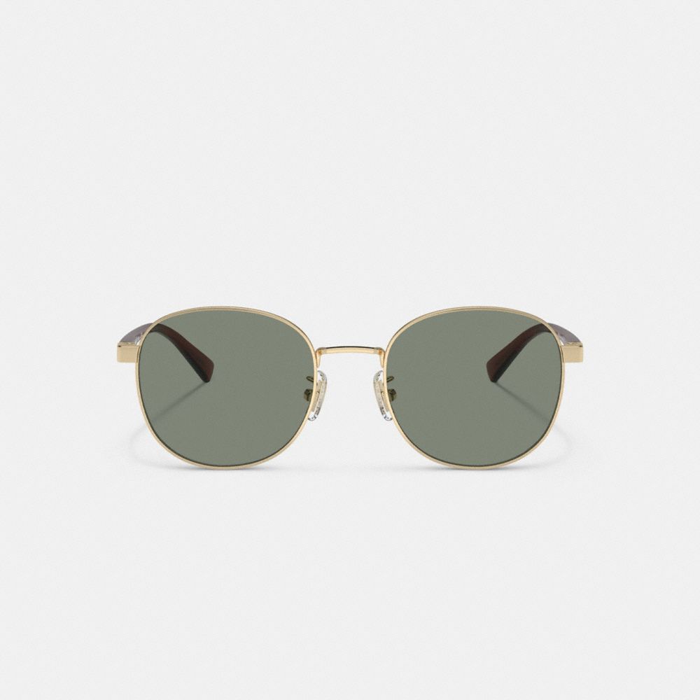 COACH®,METAL ROUND SUNGLASSES,Gold/Green,Inside View,Top View