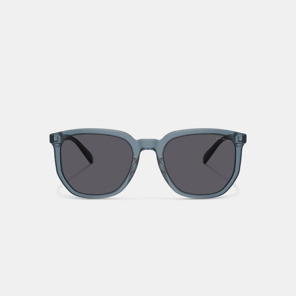 COACH®,Geometric Square Sunglasses,Square,Logo,Metal,Integrated Nose Pads,Casual,Gray,Inside View,Top View