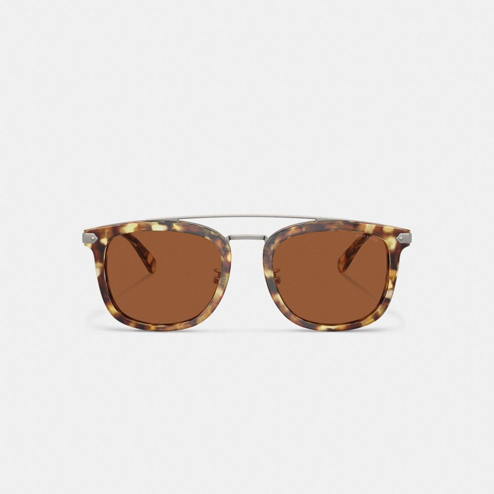 COACH®,WRAP-AROUND HANGTAG BROWBAR SUNGLASSES,Honey Tortoise,Inside View,Top View